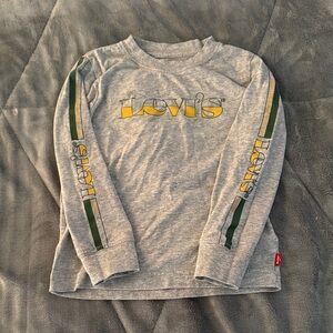 Levi's Gray Long Sleeve Kids Tee with Green and Yellow Accents